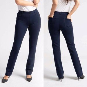 Betabrand Straight Leg Classic Dress Yoga Pants Petite Small Navy